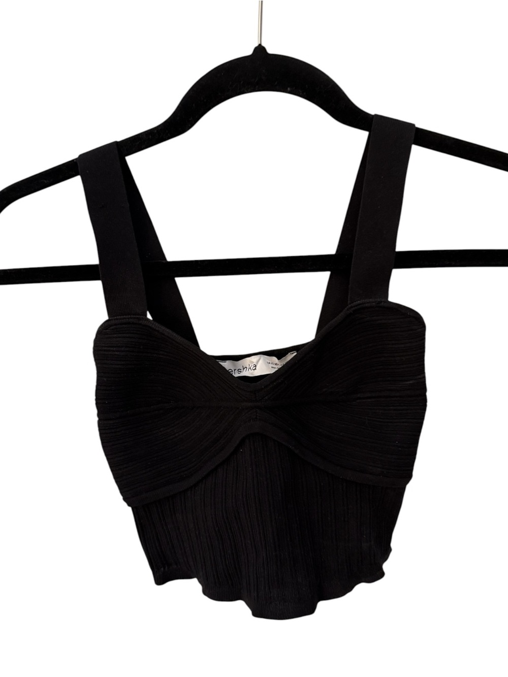 Bershka Black Ribbed Bustier Cami XS - Picture 1 of 4